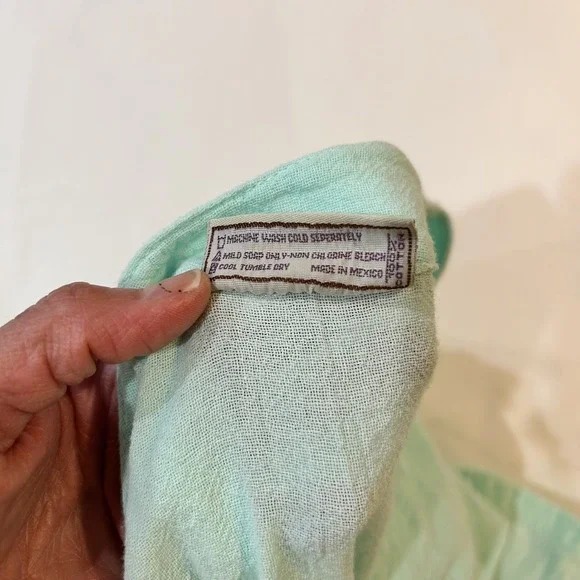 Cottonways Dorie Cotton Gauze Mint GreenTop Size 0 XS/S Blouse 3/4 Sleeve V Neck - Picture 6 of 10